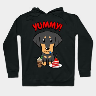 Cute dachshund dog is having coffee and cake Hoodie